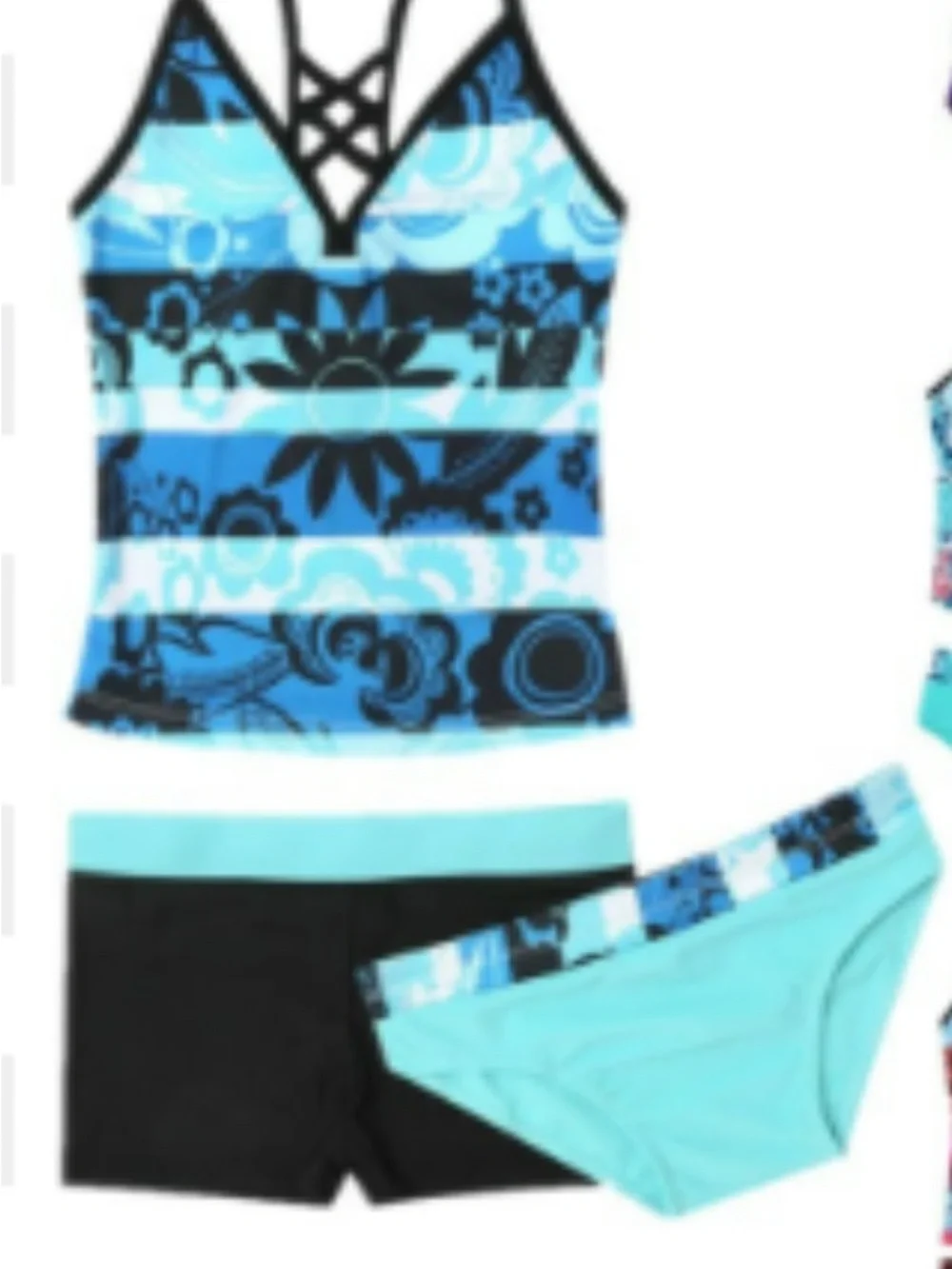 Girls' Swimsuit Tankini Set Split Swimwear Floral Print Bikini Size 10